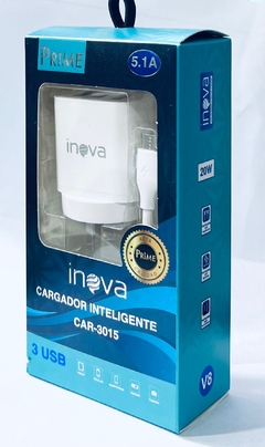 Cargador Inova 20W 5.1A TURBO V8 3 USB can Cable desmontable