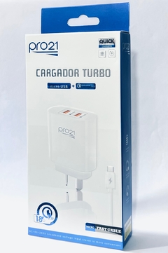 Cargador pro21 TURBO 18W Qualcomm V8 2entrada USB CABLE DESMONTABLE