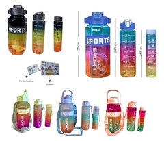 Set 3 botellas deportivas sport bottle motivacional - comprar online