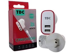 Cargador TDC 2A V, 2 entrada usb y cable desmontable