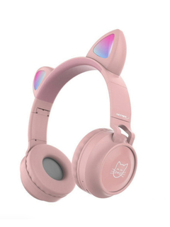 Auriculares Bluetooth Vincha Gato Rosa Con Microfono Netmak Nm-cat