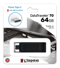 Pendrive Kingston original 64GB USB-C USB 3.2 DataTraveler 70 DT70