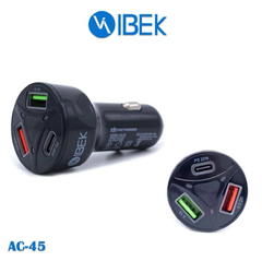 Cargado CABEZAL AUTO IBEK AC-45 2entrada USB+USB-C 55W