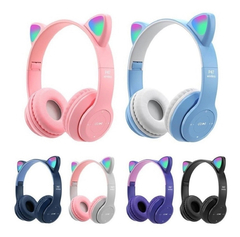 Auriculares Inalambricos Bluetooth Luces Orejas De Gato P47M CAT