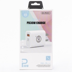 Cargador CABEZAL USB QC3.0 y USB Tipo C PD30W DITRON SK-PA501