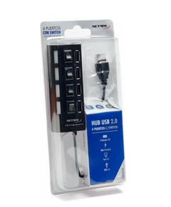 Hub Usb 2.0 4 Puertos Netmak NM-AC08 Con Switch Interruptor Luz - comprar online