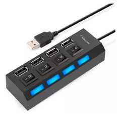 Hub Usb 2.0 4 Puertos Netmak NM-AC08 Con Switch Interruptor Luz