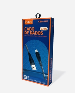 Cable USB para iPhone bien reforzado 3.4A CARGA RÁPIDO INOVA CAB-6117