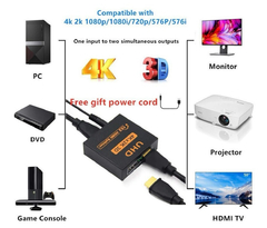 Splitter Hdmi De 2 Puertos Misma Imagen En 2 Tv Full Hd * - Star Mayorista