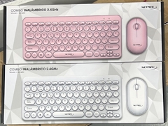 Teclado+Mouse combo inalámbrico NETMAK KB850 blanco y rosa en internet