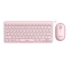 Teclado+Mouse combo inalámbrico NETMAK KB850 blanco y rosa