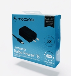 Cargador Motorola Tipo-C 18W QC3.0 TURBO carga rápida caja azul - comprar online