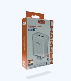 Cargador Pro21 4.3A USB+Tipo-C con cable Tipo-C desmontable - comprar online