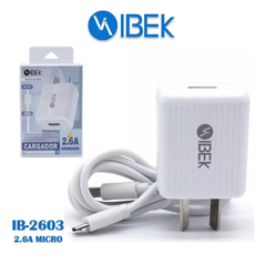 Cargador IBEK 2.6A V8(micro usb) con cable desmontable