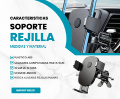 Soporte Celular Auto Rejilla Ventilacion Rigido Ajustable RB074 - Star Mayorista