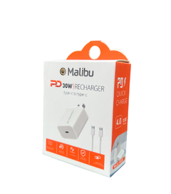 Cargador PD USB C 30W Turbo power con cable Tipo-C aTipo-C Malibu PD20