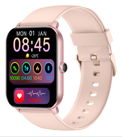 Reloj Smartwatch Nictom Nt14 cuadrado Malla Goma Resist. al Agua llamadas Bt color ROSA NEGRO