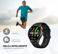 Reloj Smartwatch Nictom Nt16 REDONDO Malla Goma Resist. al Agua llamadas Bt color ROSA NEGRO - Star Mayorista