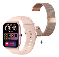 Reloj Smartwatch Nictom NT14 CUADRADO 2 Mallas Goma y Metálica Resist. al Agua Bt color ROSA NEGRO - comprar online