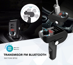 Transmisor Fm Bluetooth Receptor Sd Cargador 3.1A Usb Manos Libre NICTOM BF02 - comprar online