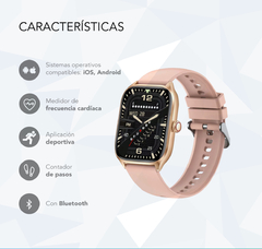 Reloj Smartwatch Nictom Nt07 Rosa Nfc Bluetooth Llamadas - Star Mayorista