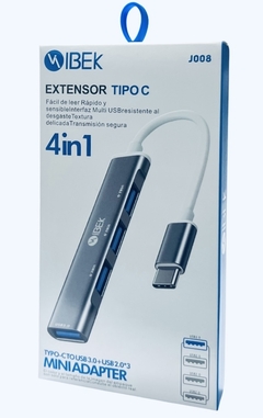 Hub MINI ADAPTADOR Tipo C USB 3.0 mas 3 USB 2.0 4in1 IBEK J008 - Star Mayorista