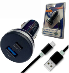 Cargador auto pro21 3.4A Tipo-C TURBO POWER entrada PD Tipo C + USB - comprar online