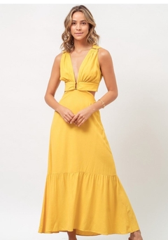 Vestido Midi Fivela Amarelo