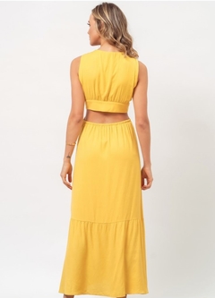 Vestido Midi Fivela Amarelo - comprar online