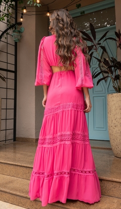 Vestido Longo Em Musseline Seda Julia Pink - comprar online
