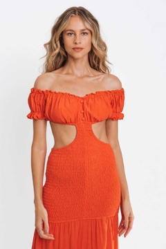 Vestido Ombro a ombro Oceania Laranja - comprar online