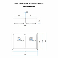 PILETA JOHNSON ACERO QUADRA Q084 en internet