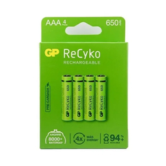 PILA GP RECYKO RECARGABLE AAA X4 650 MAH