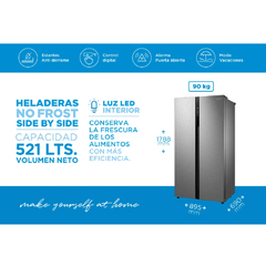 HELADERA MIDEA SIDE BY SIDE 521L NO FROST SB18XAR1