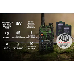 HANDY VHF/UHF BAOFENG UV-5R 8W 128 CANALES CON ACCESORIOS - comprar online