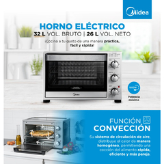 HORNO ELECTRICO MIDEA CONVECCION 32L SILVER - tienda online