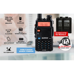 HANDY VHF/UHF BAOFENG UV-5R BI-BANDA 5W 128 CANALES 2 BATERIAS - comprar online