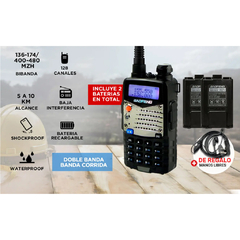 HANDY VHF/UHF BAOFENG UV-5RA BI-BANDA 5W 128 CANALES 2 BATERIAS - comprar online