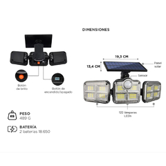 REFLECTOR LED SOLAR GADNIC 25W LUZ FRIA + CONTROL REMOTO - tienda online