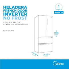 HELADERA NO FROST FRENCH DOOR MIDEA INVERTER 470L RF-F17XAR1 - tienda online