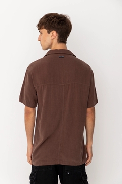 CAMISA NAPOLES LINO MARRON - comprar online