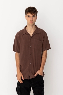 CAMISA NAPOLES LINO MARRON