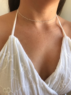 Choker elo de coração na prata 925.