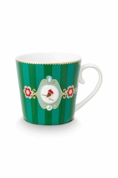 MUG GRANDE LOVE BIRDS MEDALLION RAYAS ESMERALDA 250ML