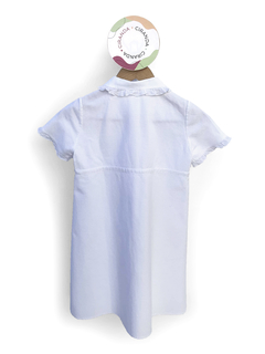 Penhoar / robe de piquet de algodão branco com flores bordadas e botões de pérolas Dip e Dap Tam 8 Como novo na internet