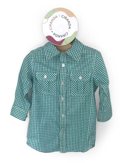 Camisa em algodão xadrez branco e verde água PD&C Tam 2 Usado em bom estado