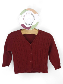 Cardigan em tricot vermelho escuro Arcobaleno Tam 12 meses usado em bom estado