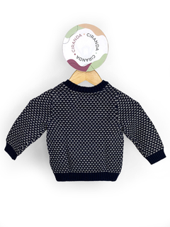 Sueter de tricot azul marinho com detalhes em branco Carter´s Tam 12 meses Usado em bom estado - comprar online