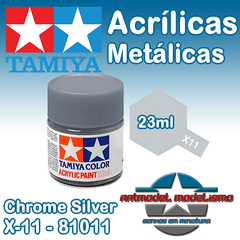 Tinta Tamiya Acrílica - X-11 - Chrome Silver - 81011 - 23ML