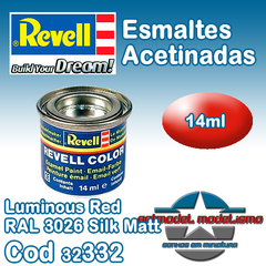 Tinta Esmalte Revell - 32332 - Luminous Red RAL 3026 Silk Matt (Email Color)